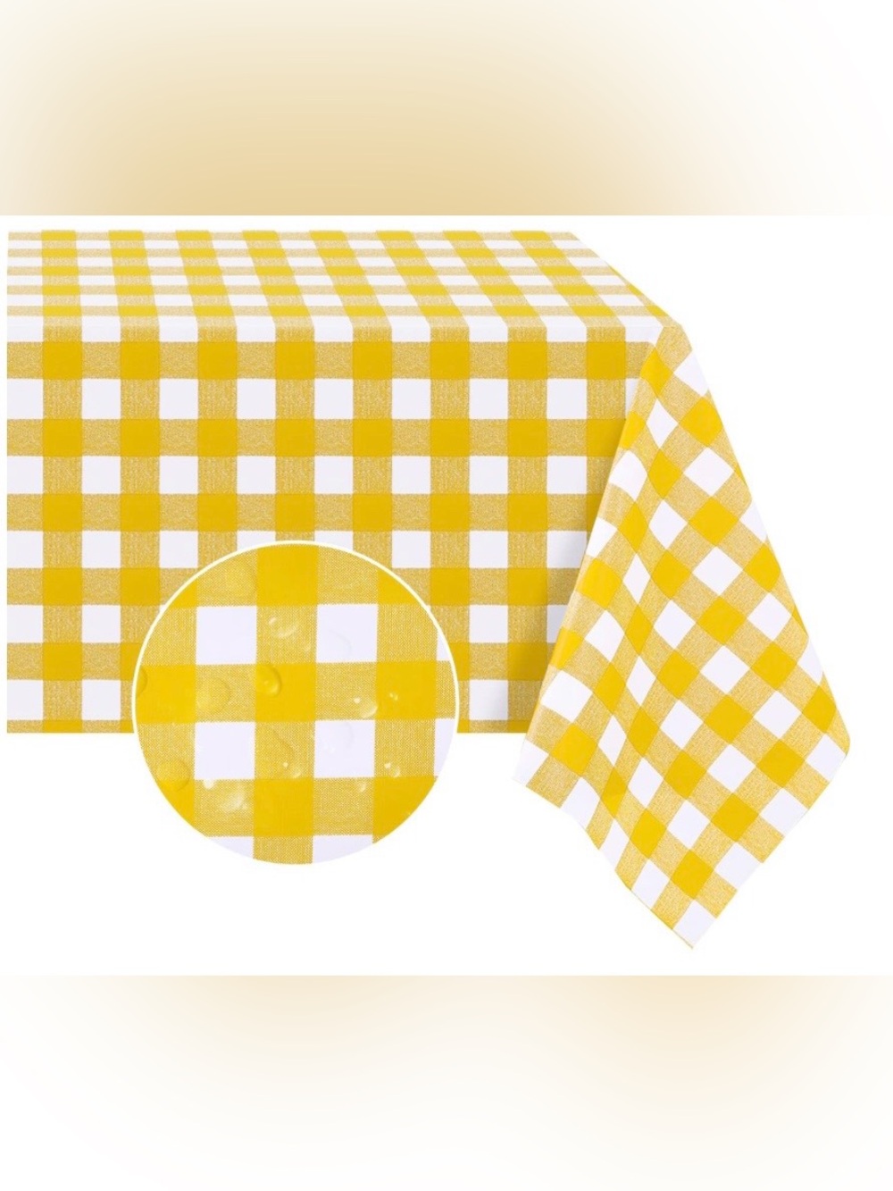 Heavy-Duty Vinyl Checkered Tablecloth Indoor/Outdoor Rectangular 54x78” Yellow